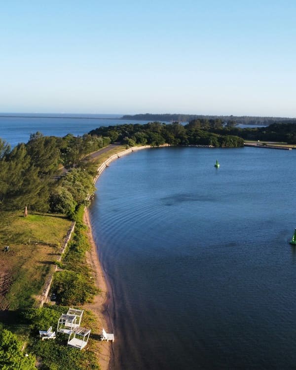 The harbour mouth and lagoon at Richards Bay on the KwaZulu-Natal north coast